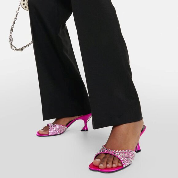 NEW GUCCI Galactica Crystal Embellished Pink Slide Sandals Heels Size EU 37 US 7 - Picture 5 of 16